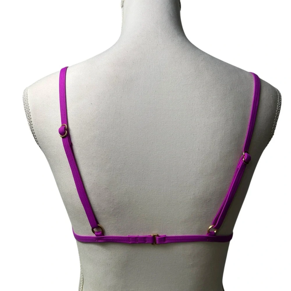 L*SPACE MILLIE ribbed bikini swim top style RHMET20 size L purple/Fuchsia NWT